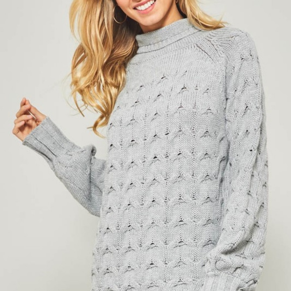 nwt | Promesa USA Grey Cable Knit Sweater - Picture 3 of 8